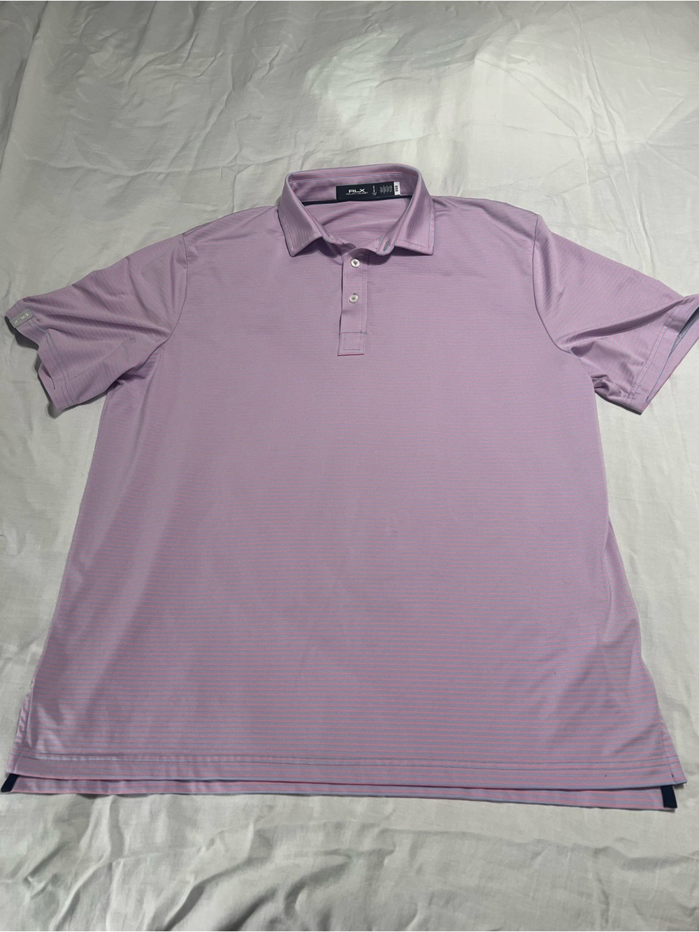 RLX pink striped polo